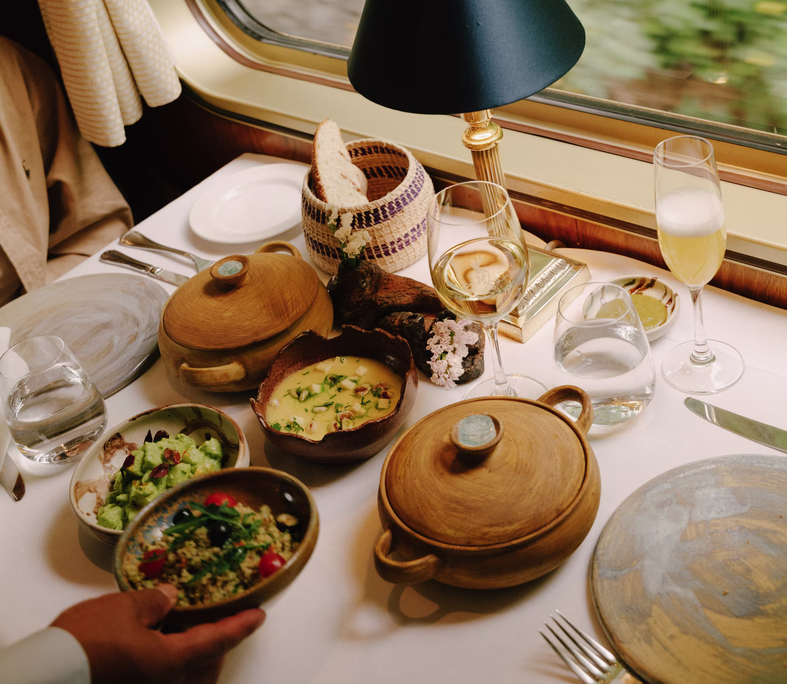 Dining aboard a Belmond train